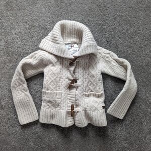 Roots cream color wool sweater cardigan girl's Small
